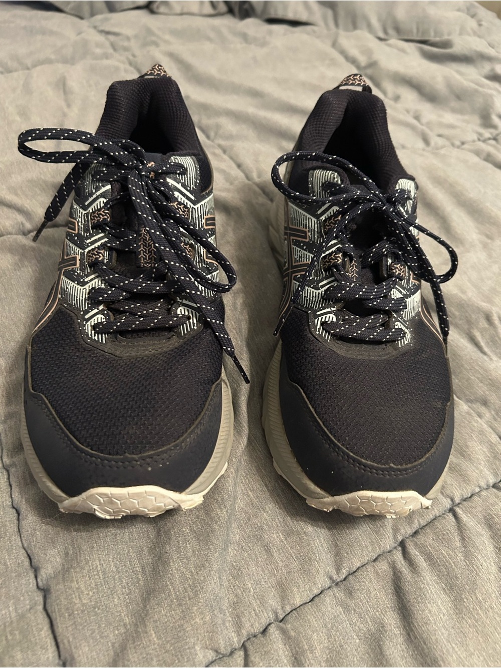 Asics Navy and Gray Woman’s Athletic Running Shoes